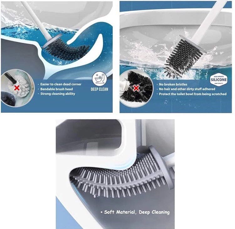 Silicone Toilet Brush With Holder Set, Flexible Toilet Cleaning Brush, Flexible Toilet Cleaning Bowl Brush Head With Silicone Bristles Silicone Toilet Brush With Holder Set, Flexible Toilet Cleaning Brush, Flexible Toilet Cleaning Bowl Brush Head With Silicone Bristles